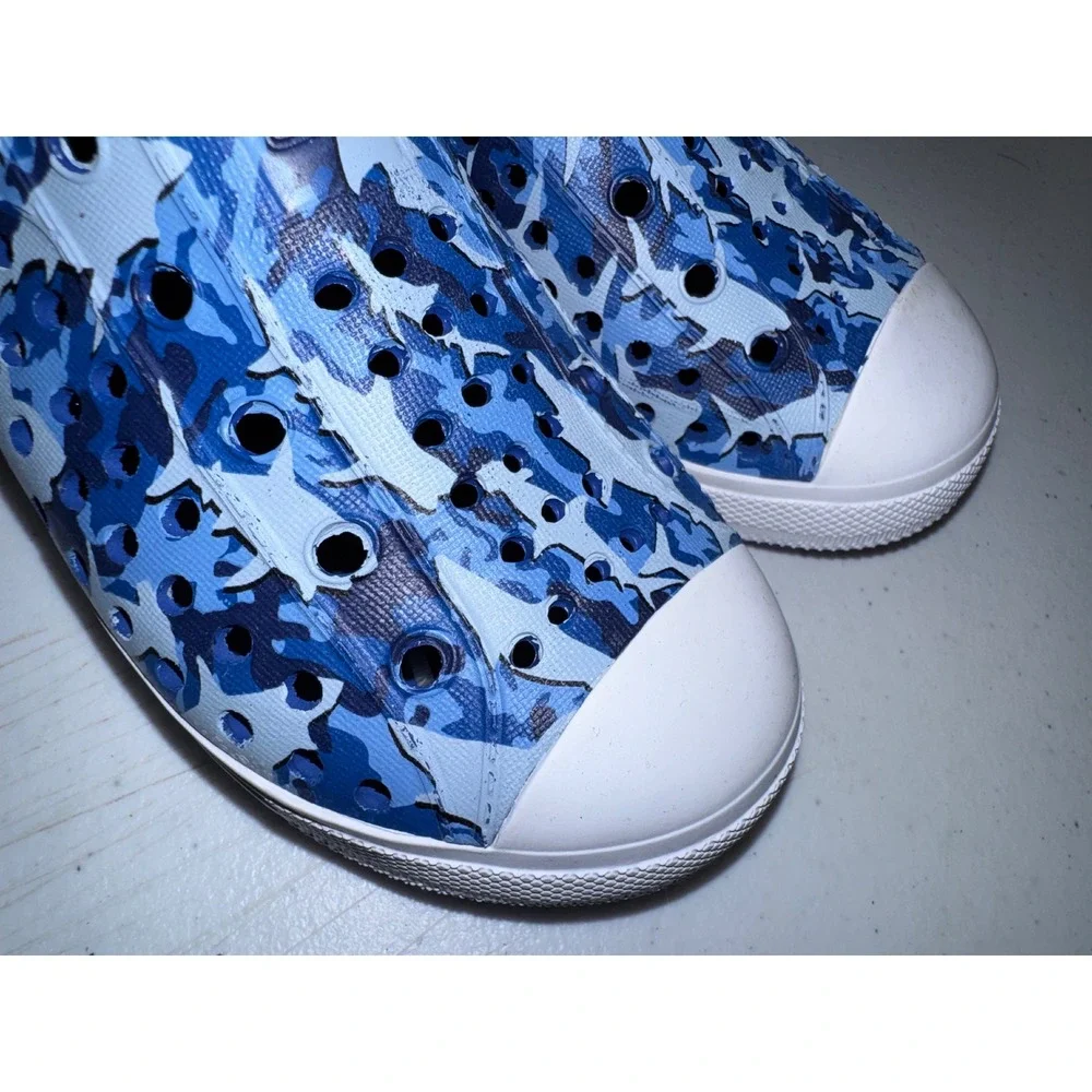 Skechers Foamies Boys Blue Shark Camo Slip On Water Shoes Sneakers Size 10